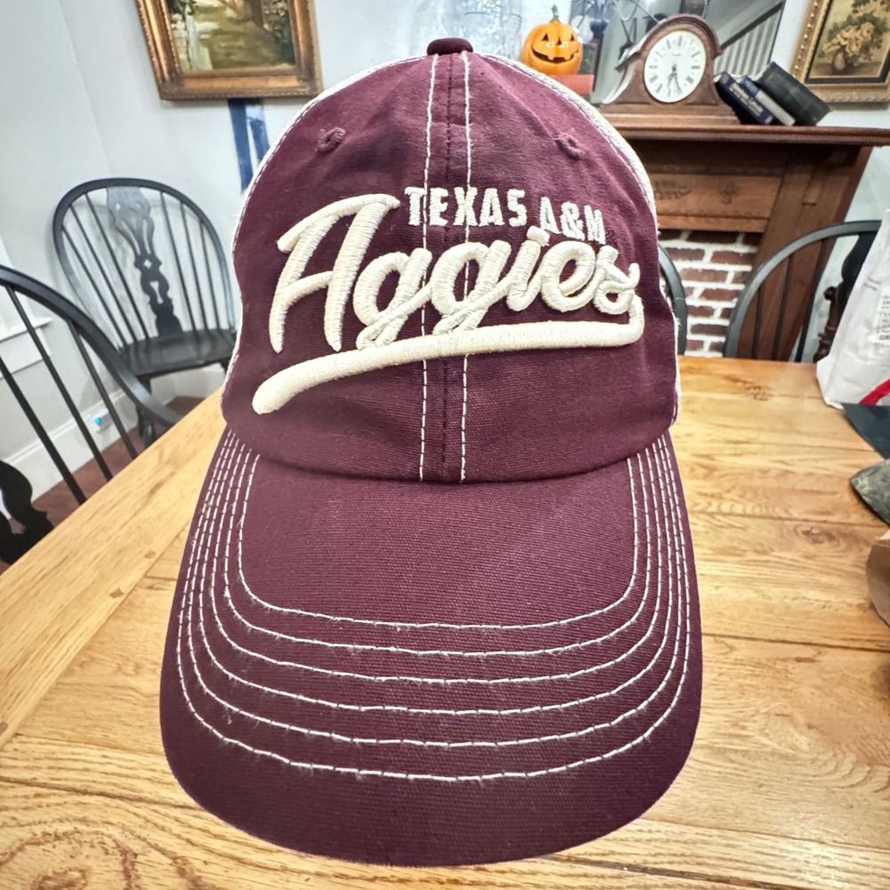 Captivating Headwear Texas A&M Aggies Trucker Hat Maroon Cream Snapback Cap